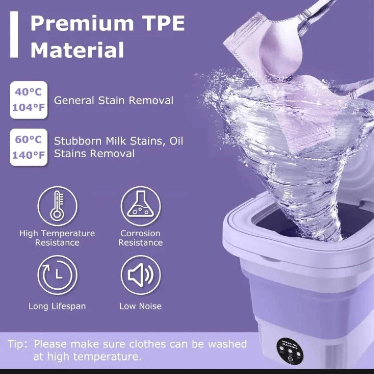 Portable Mini Folding Washing Machine 8L - Baby Clothes, Undergarments & Small Laundry Washer